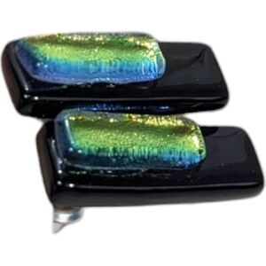 Womens Earrings Colorful Rectangular Blue Green Yellow Small Studs